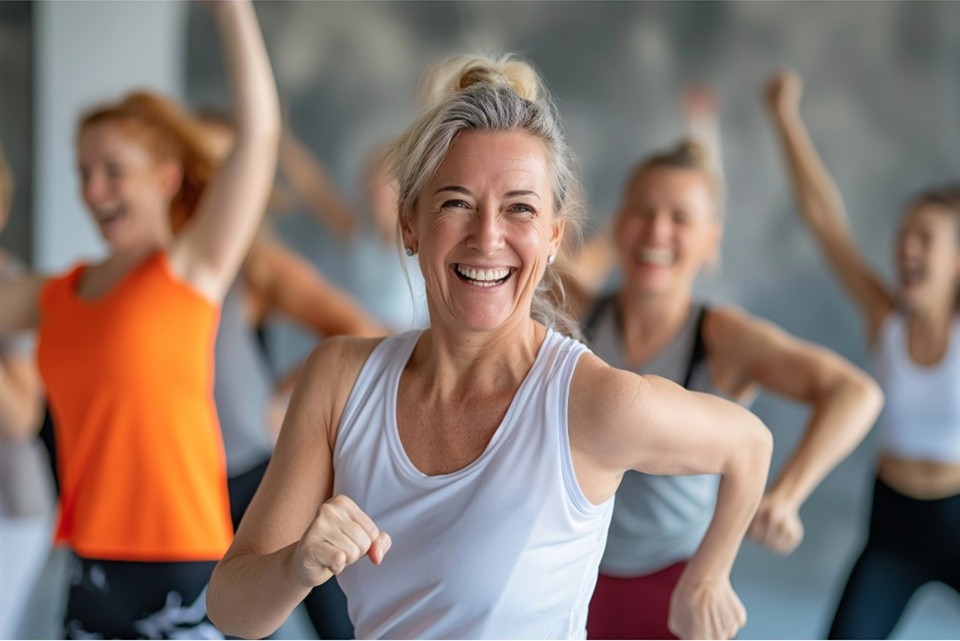 Women enjoying a group training class